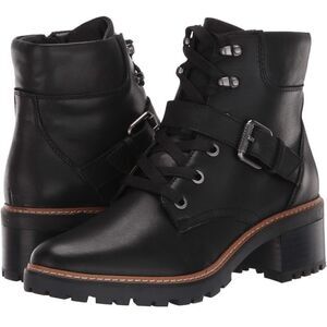 Naturalizer Women Black Tia Booties Ankle Boot SZ 10 laces side zipper buckle